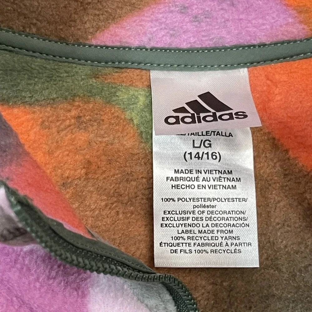 ADIDAS Cozy Fleece‎ Sweatshirt Boys XL Tie Dye Camo 1/4 Zip Pullover Pocket NEW